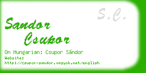 sandor csupor business card